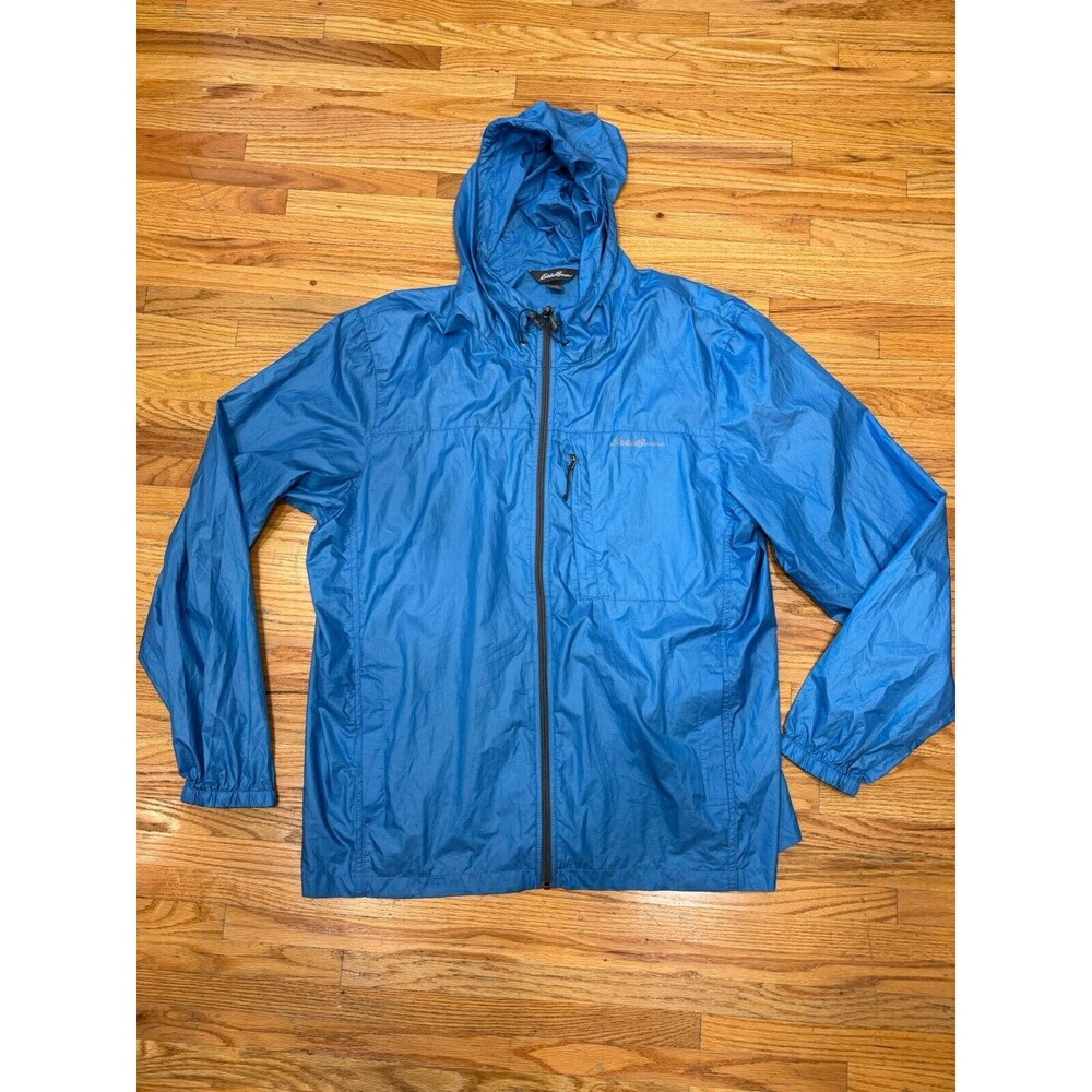 Eddie Bauer Men’s Blue Hooded Windbreaker XL